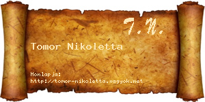 Tomor Nikoletta névjegykártya